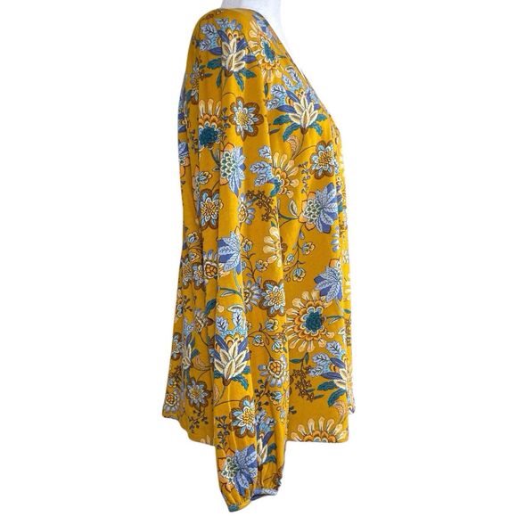 SOFT SURROUNDINGS Lorna Button Front Top Size 1X Golden Floral Long Sleeve Boho - Picture 9 of 16